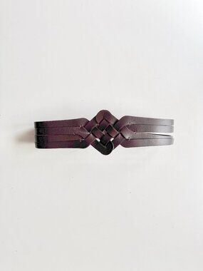 PUNTO FIBBIA Brown Leather Woven Waist Belt, Size S